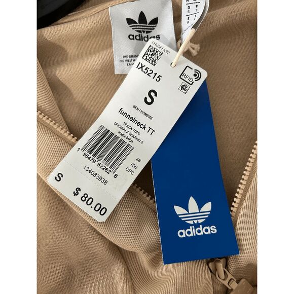 Adidas Men's Funnel neck Quarter Zip Track Top Beige S - Picture 7 of 8